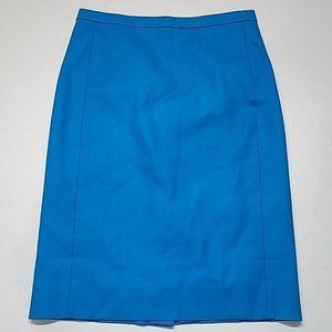J Crew Women's Straight Pencil Skirt Bright Blue Lined Cotton Size 0 *Read*